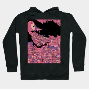 Vancouver Map Pattern in Purple & Pink Hoodie